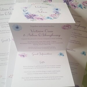 Concertina Hochzeitseinladung, Hochzeitseinladung mit Antwortkarten, personalisierte Hochzeitseinladungen, Concertina Hochzeit, Tri fold Hochzeitseinladung,