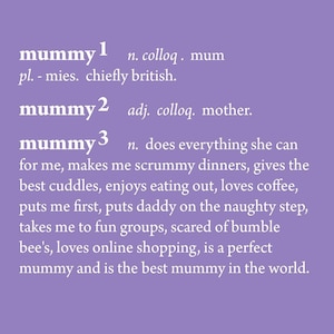 Gift for mummy, mum present, print, personalised gift for mum, mummy Christmas, mummy, mother gift, mothers day gift, mummy definition,