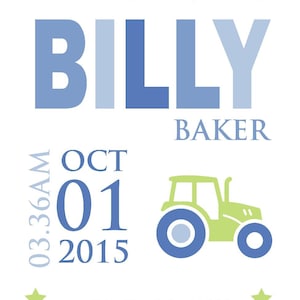 New Baby gift, Nursery Print, child, newborn, nursery decor, Tractor, Keepsake, baby gift, design, artwork, new baby gift,