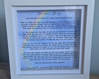 Rainbow Bridge poem, pet bereavement, dog loss, pet sympathy, pet memorial gift, in memory of, pet loss, dog remembrance, rainbow bridge,