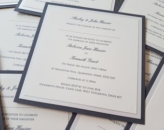 Navy blue wedding invitation, navy and silver, elegant invitation, luxury wedding invitation, glamorous invite, classy invitation,