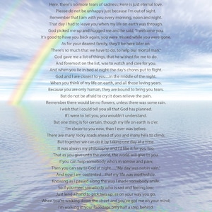Carta del cielo impresa, para mi querida familia, poema funerario, te extraño, duelo, arcoíris, impresión del cielo, una carta a mi familia,