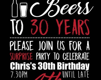 Party invitations, surprise party, party stationery, invites, personalised, 18th, 21st, 40th, 50th, 60th, 70th, celebration, birthday party,