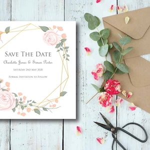 Floral Save the Date card, engaged, wedding day, keep the date, wedding stationery, invitations, invites, save the date,pretty save the date
