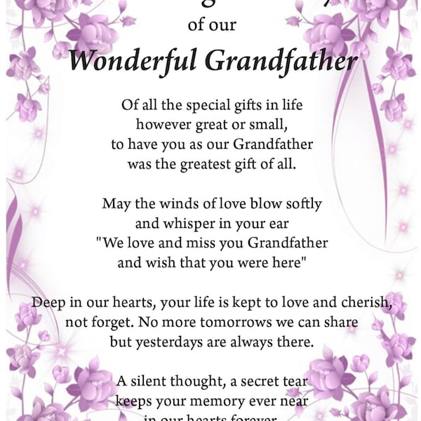 Memorial Grandfather Poem - Etsy