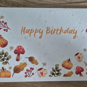 Tarjeta de cumpleaños con semillas de flores silvestres plantables, tarjeta con semillas plantables, tarjeta con semillas de flores silvestres, ecológica, tarjeta de papel con semillas, amigable con las abejas, hongos venenosos