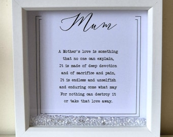 Mum poem frame, scatter crystal frame, personalised gift for mum, mothers day gift, mum birthday, mum poem, mother present, mum picture,