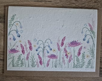 Wildflower Seed Card, Plantable Card for Gardener, plain card, blank card, wildflower card, plant me card, botanical plants, gardening gift,