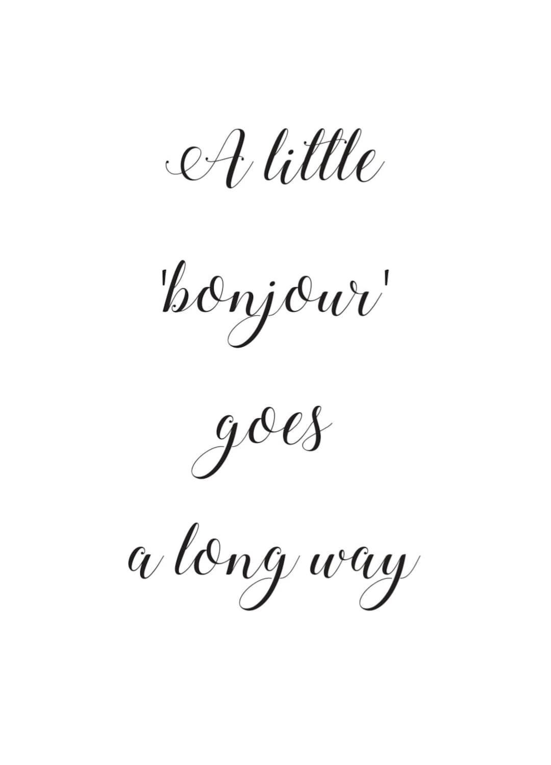 A Little Bonjour Goes a Long Way Print, Emily in Paris, TV Quote Print ...