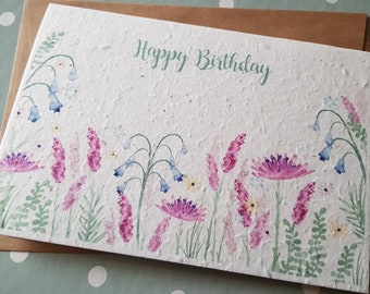 Personalised Plantable Birthday card, Wildflower Seed card, wild flower seed card, eco friendly, seed paper card, bee friendly