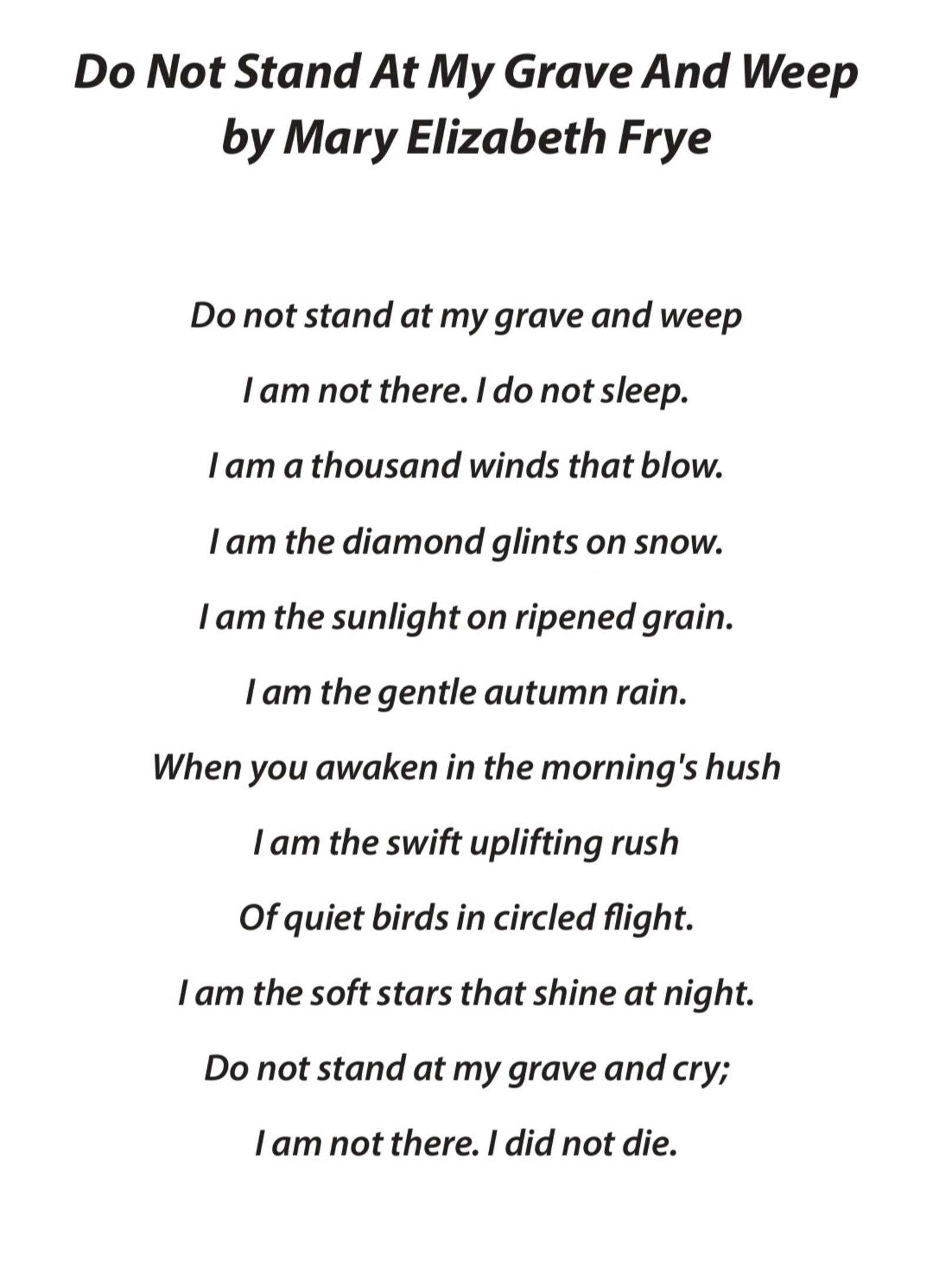 poem do not stand at my grave and weep