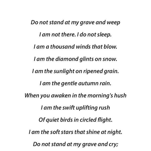 Do Not Stand at My Grave - Etsy