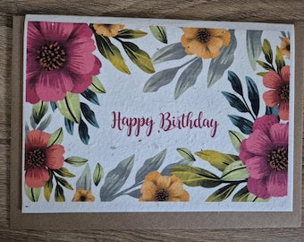 Plantable Birthday card, Wildflower Seed card, wild flower seed card, eco friendly, seed paper card, bee friendly, floral card, gardening,