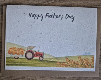 Father's Day card, plantable seed card, wild flower seed card, eco friendly, seed paper, bee friendly, seeded card, gift for dad, tractor,