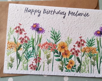 Personalised Plantable Birthday card, Wildflower Seed card, wild flower seed card, eco friendly, seed paper card, bee friendly