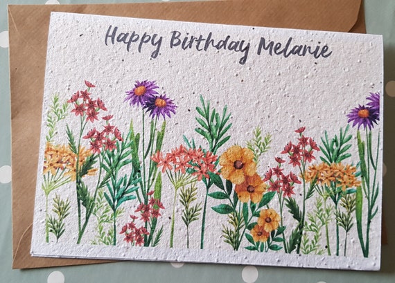 Personalised Plantable Birthday card, Wildflower Seed card, wild flower seed card, eco friendly, seed paper card, bee friendly