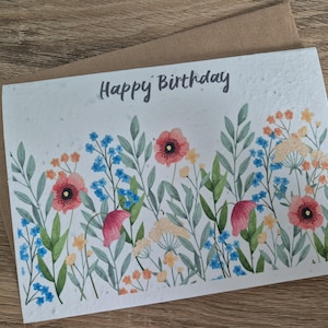 Carte d'anniversaire personnalisée à planter, carte de graines de fleurs sauvages, carte de graines de fleurs sauvages, respectueuse de l'environnement, carte de papier graine, adaptée aux abeilles