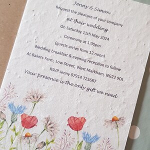 Invito a nozze in carta di semi, matrimonio primaverile, matrimonio estivo, invito con fiori, inviti di nozze botanici, bel matrimonio,