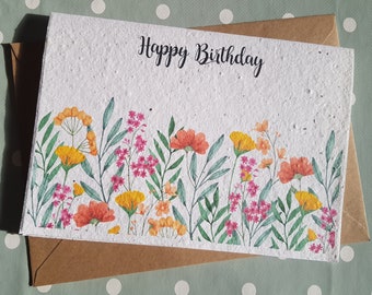 Plantable Birthday Wildflower Seed card, plantable seed card, nature gift, eco friendly, seed paper card, bee friendly, zero waste