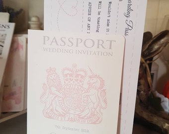 Passport wedding invitation with boarding pass RSVP, wedding abroad, plane ticket style, wedding invites, destination wedding, beach wedding
