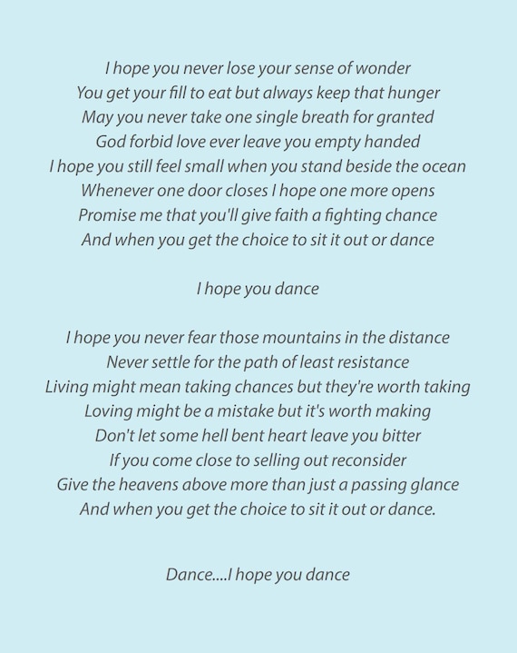 I hope you dance art print