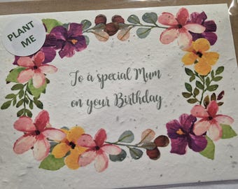 Plantable special Mum Birthday Wildflower Seed card, plantable seed card, wild flower seed card, eco friendly, seed paper card, bee friendly