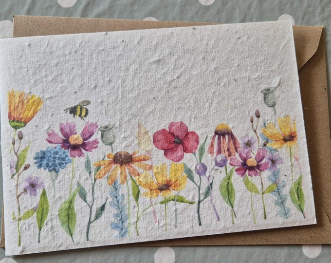 Pack of 10 Plantable notelets, Wildflower Seed card, wild flower seed card, eco friendly, seed paper card, bee friendly, note cards,