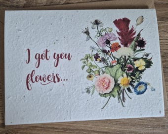 Wildflower Seed Card, Plantable Card for Gardener, blank card, wildflower card, plant me card, botanical plants, gardening gift, floral card