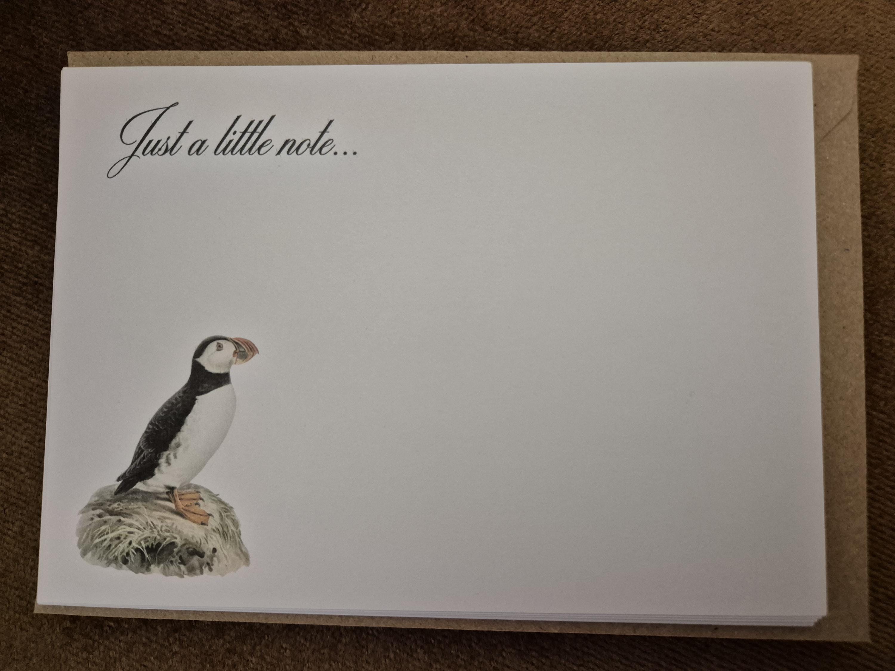 Pack of 10 Notelets, Note Cards, Letter Writing, a Note to You, Puffin ...