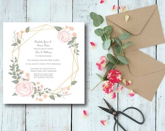 Wedding invitation, spring flower wedding, summer wedding invite, wedding invitation card, colourful wedding invites, pretty wedding,