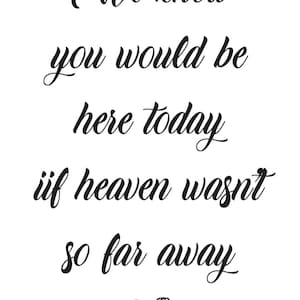 We know you would be here today, Wedding In Loving Memory A4 sign, wedding stationery, wedding day sign, loved ones in heaven sign,