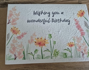 Personalised Plantable Birthday card, Wildflower Seed card, wild flower seed card, eco friendly, seed paper card, bee friendly