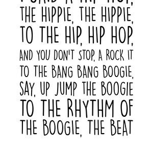 Rappers Delight digital print, A4 print, lyrics, Sugarhill Gang, rap music lyrics, hip hop prints, rappers wall art, printable, download,
