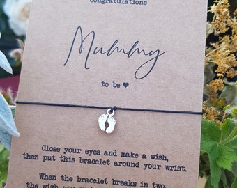 Mummy to be Wish bracelet, gift for her, cord bracelet, token gift, charm string bracelet, charm jewellery, jewellery for her, make a wish,