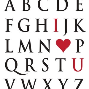 I love you print, digital print, digital download, home decor, kitchen art, romantic quote, love wall art