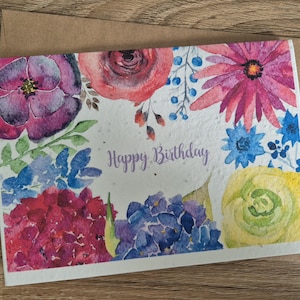 Cartão de aniversário personalizado para plantar, cartão de sementes de flores silvestres, cartão de sementes de flores silvestres, ecológico, cartão de papel com sementes, amigo das abelhas