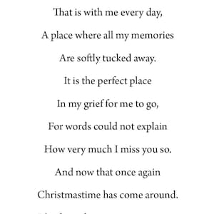 Te extraño en Navidad, impresión conmemorativa, impresión digital, descarga digital, poema fúnebre, seres queridos en el cielo, impresión A4,