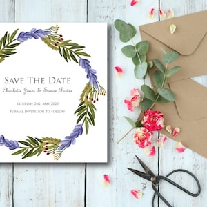 Floral Save the Date card, engaged, wedding day, keep the date, wedding stationery, invitations, invites, save the date,pretty save the date