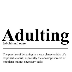 Adulting definition print, A4 print, gift for him, valentine&#39;s gift, gift for her, home decor, gift for partner, grown ups, adults