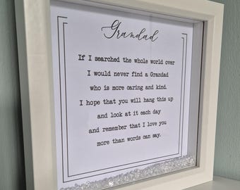 Grandad scatter crystal frame, grandad gift, grandad birthday, gift for him, grandad personalised gift, present for grandad,