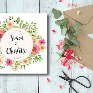 Floral Save the Date Karte, verlobt, Hochzeitstag, halten Sie das Datum, Hochzeitsbriefpapier, Einladungen, lädt ein, sparen Sie das Datum, ziemlich sparen Sie das Datum