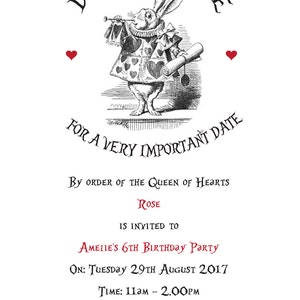 Tea Party Invitation, Alice in Wonderland, party stationery, invites, personalised invites, party invitations, afternoon tea,
