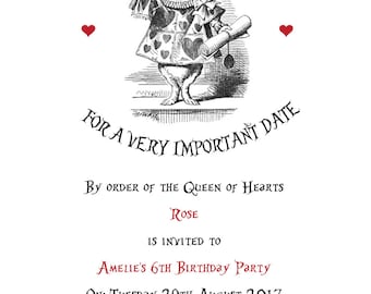 Tea Party Invitation, Alice in Wonderland, party stationery, invites, personalised invites, party invitations, afternoon tea,