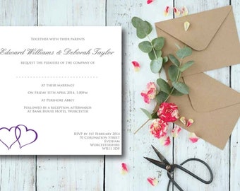 Hearts wedding invitation, personalised wedding invite, simple wedding invite, cute invitation, we do invite,