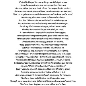 If tomorrow starts without me print, memorial print, digital print, digital download, funeral poem, loved ones in heaven, A4 print,