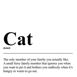 Cat definition print, cat lover gift, crazy cat lady, cat present, birthday gift, gift for her, gift for him,