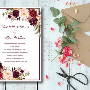 Joli faire-part de mariage, faire-part de mariage floral, faire-part de mariage, carte d'invitation de mariage, faire-part de mariage, joli mariage, bohème,