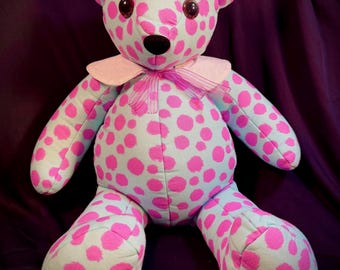 Teal and Purple Spotted Bear