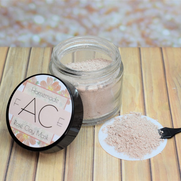 Rosé Clay Face Mask: Kaolin Clay Mask, French Pink Clay Mask, Clay Face Mask, Natural Skin Care, Rose Skin Care, Pink Face Mask