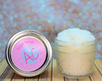 Rose Water Sorbet Sugar Scrub: Dessert Collection, Coconut Oil, Body Scrub, Spa and Relaxation, Essential Oil Scrub, Aromatherapy Product